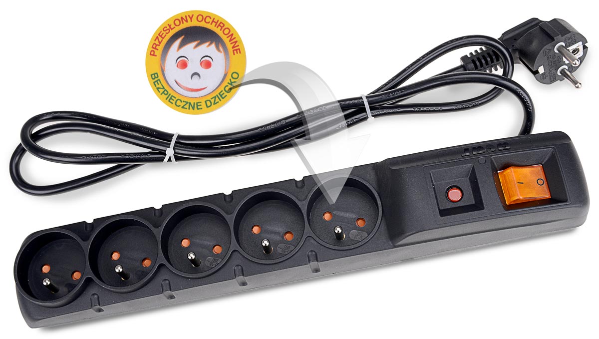 Zabezpieczenie listwy ACAR F5 chroniące dzieci przed porażeniem prądem