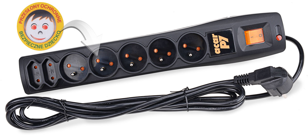 Zabezpieczenie listwy ACAR P7 3M chroniące dzieci przed porażeniem prądem