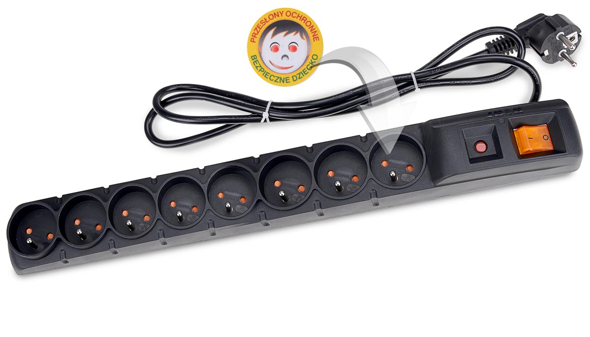 Zabezpieczenie listwy ACAR S8 chroniące dzieci przed porażeniem prądem