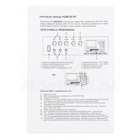 Instrukcja wzmacniacza HQM100-RF