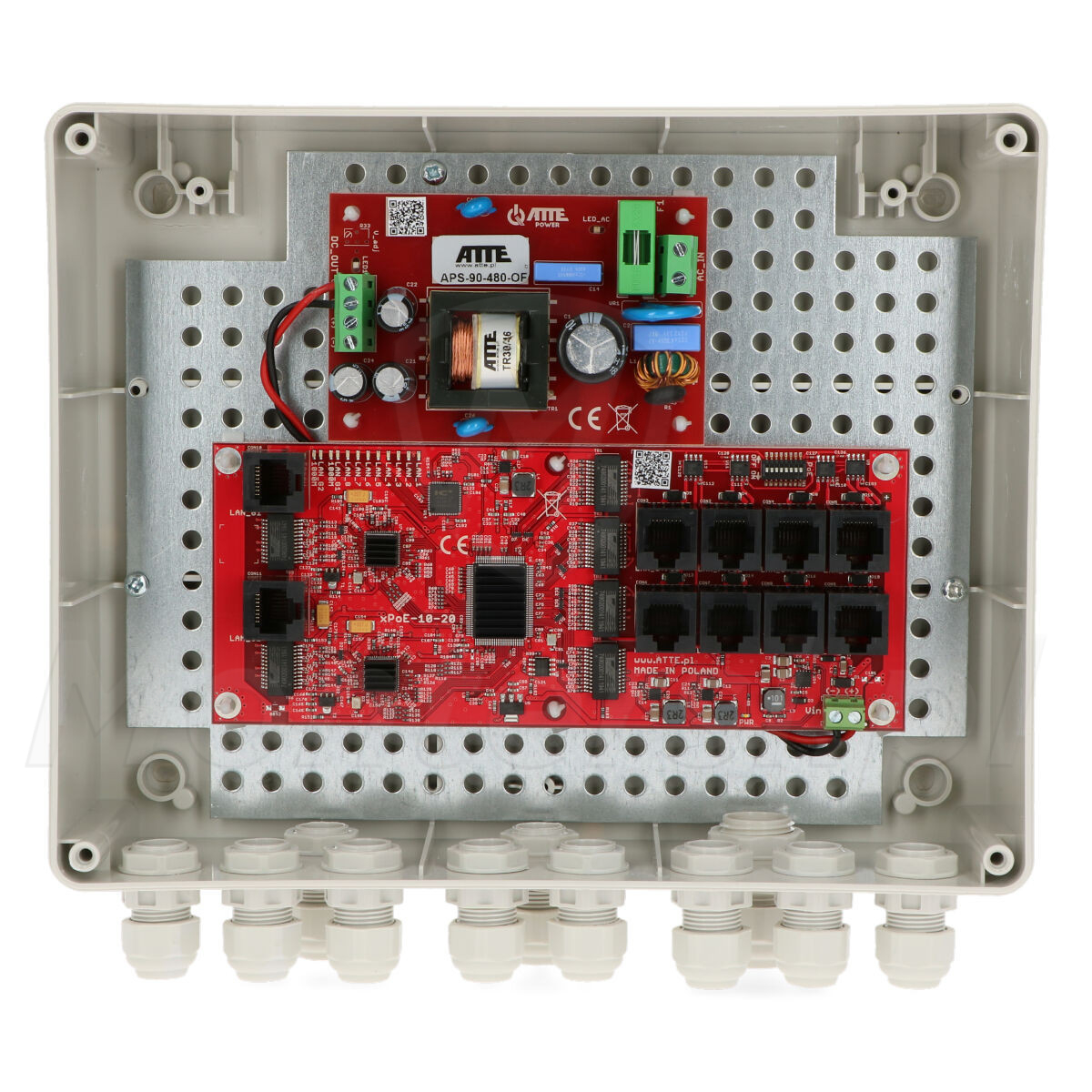 IP-8-20-L2 - Zasilacz impulsowy 8x PoE, 2x UPLINK, 96W, IP56, ATTE