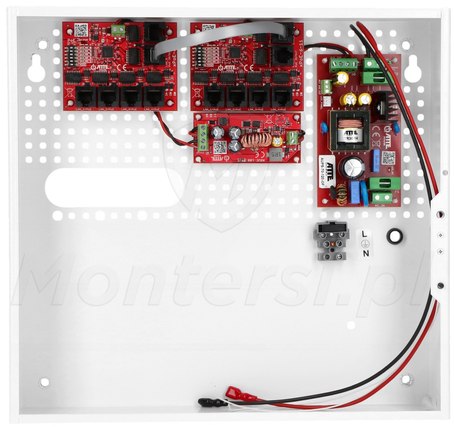 IPUPS-9-11-F - Switch PoE do 9 kamer IP, 802.3at/af