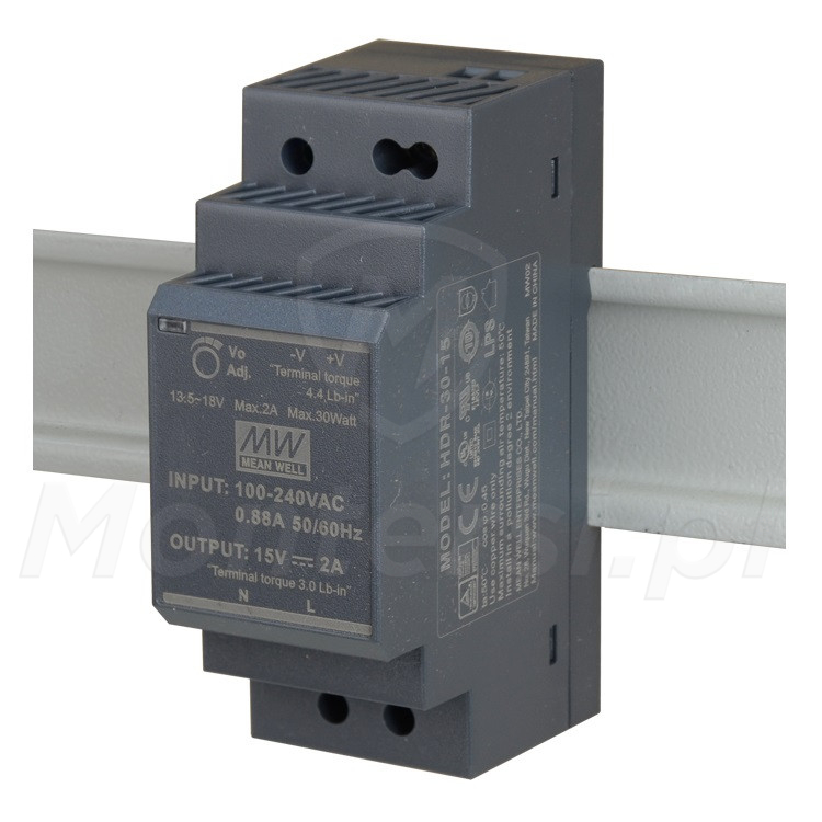 HDR-30-15 - Zasilacz na szynę DIN 15V DC / 2 A