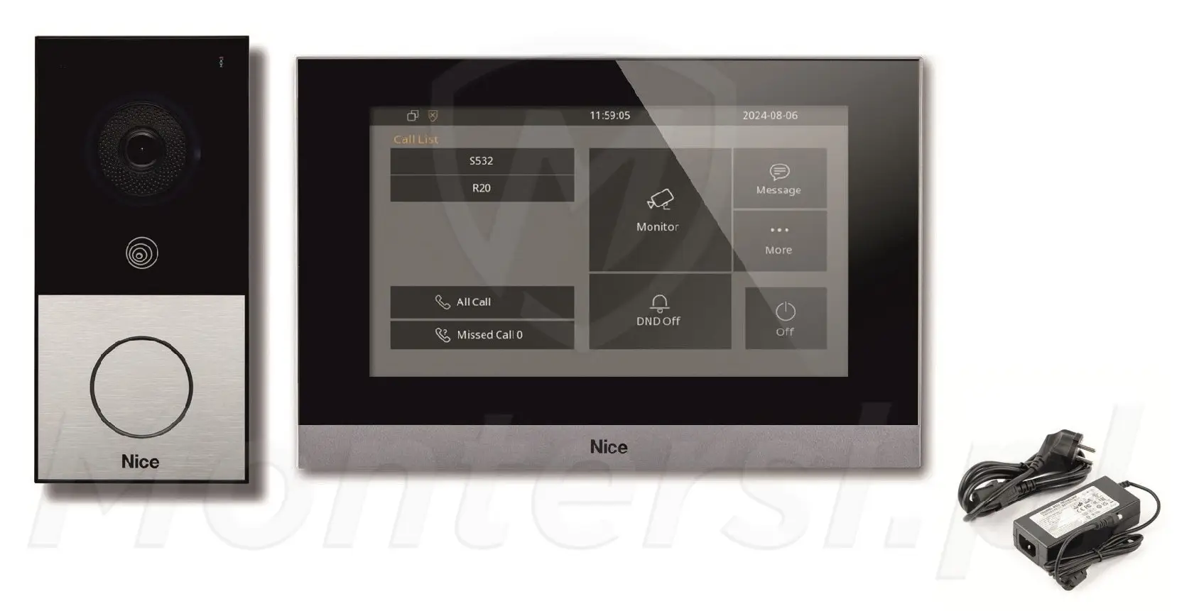 MyBell 2-Wire 1-button Kit - Zestaw wideodomofonu z monitorem i zasilaczem