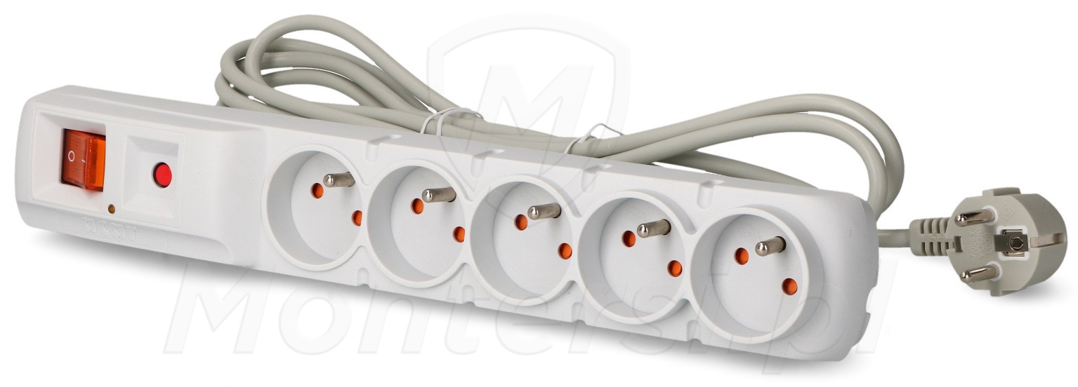 ACAR F5 3M - Listwa zasilająca 230V, 2300W, 3m, szary