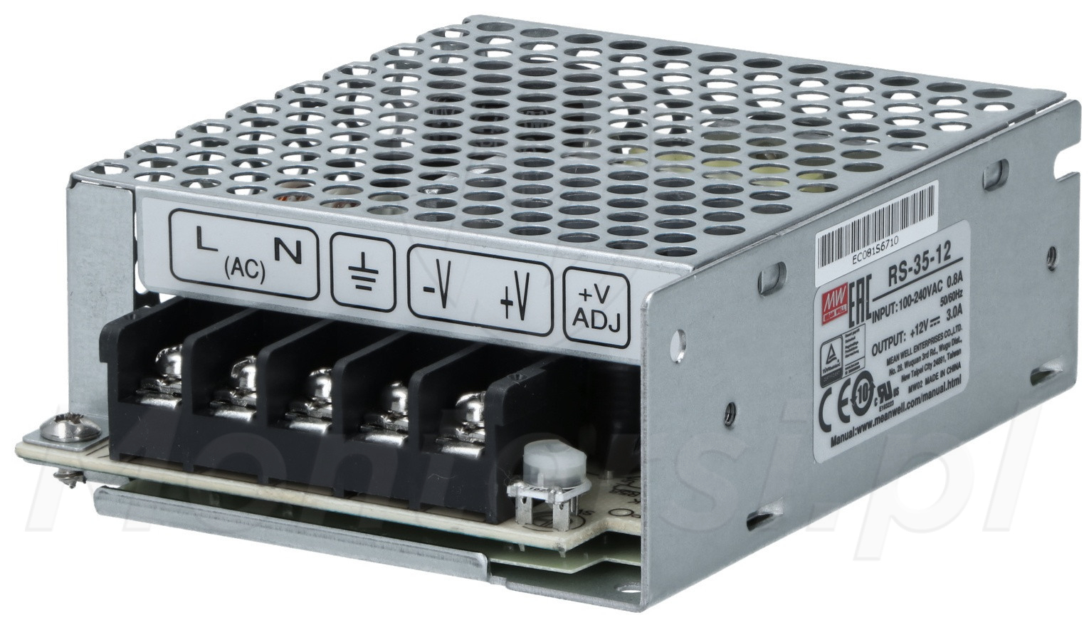 RS-35-12 - Przemysłowy zasilacz impulsowy 12V/1x3A