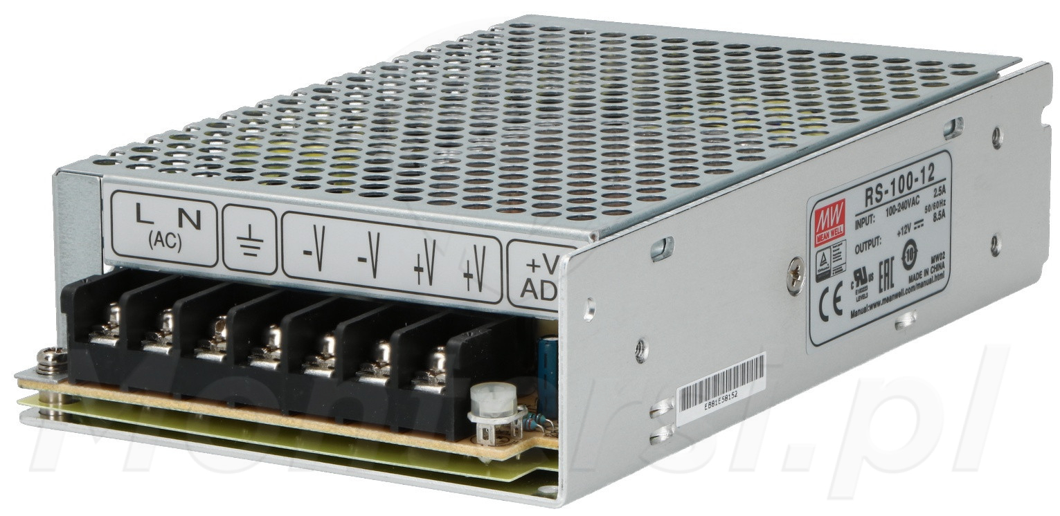 RS-100-12 - Przemysłowy zasilacz impulsowy 12V/1x8.5A