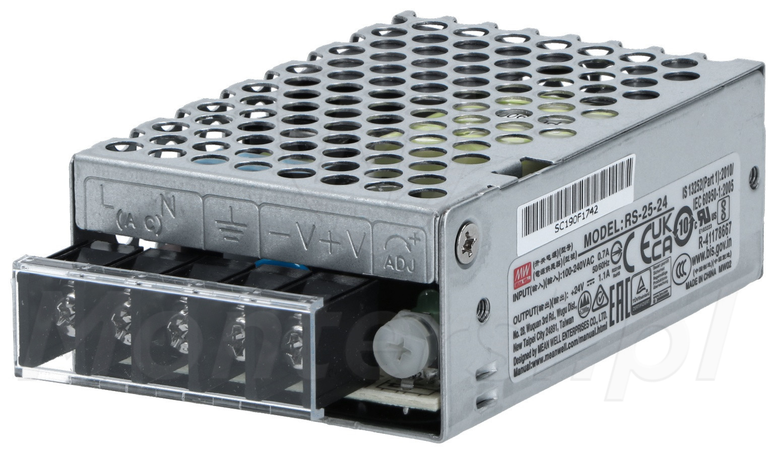 RS-25-24 - Przemysłowy zasilacz impulsowy 24V/1x1.1A