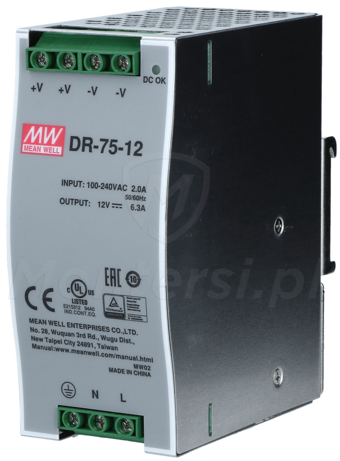 DR-75-12 - Zasilacz na szynę DIN 12V/1x6.3A