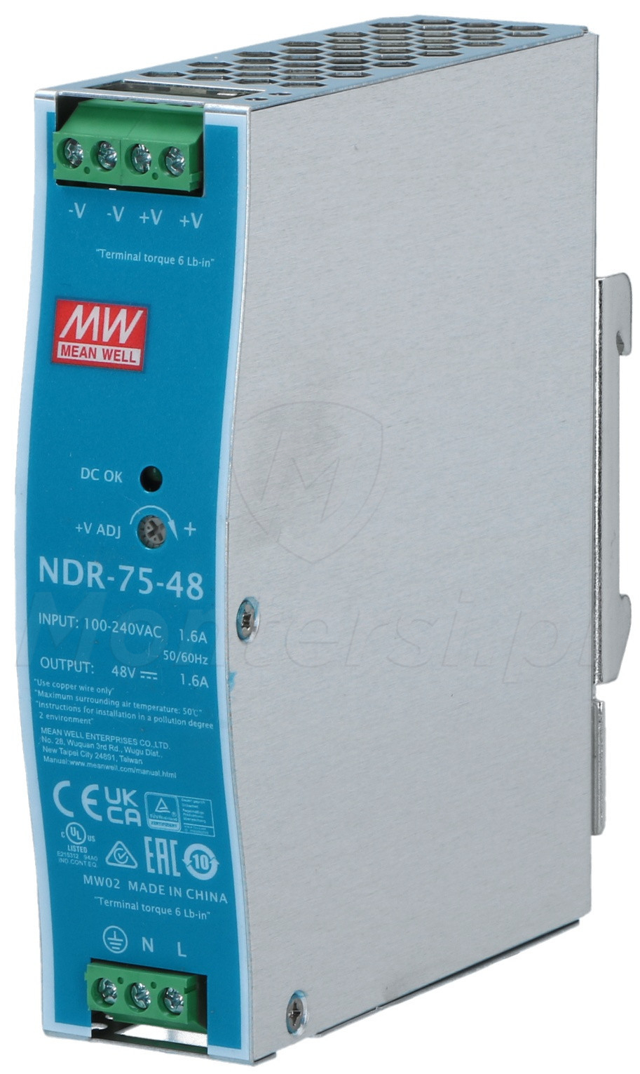 NDR-75-48 - Zasilacz na szynę DIN 48V/1.6A