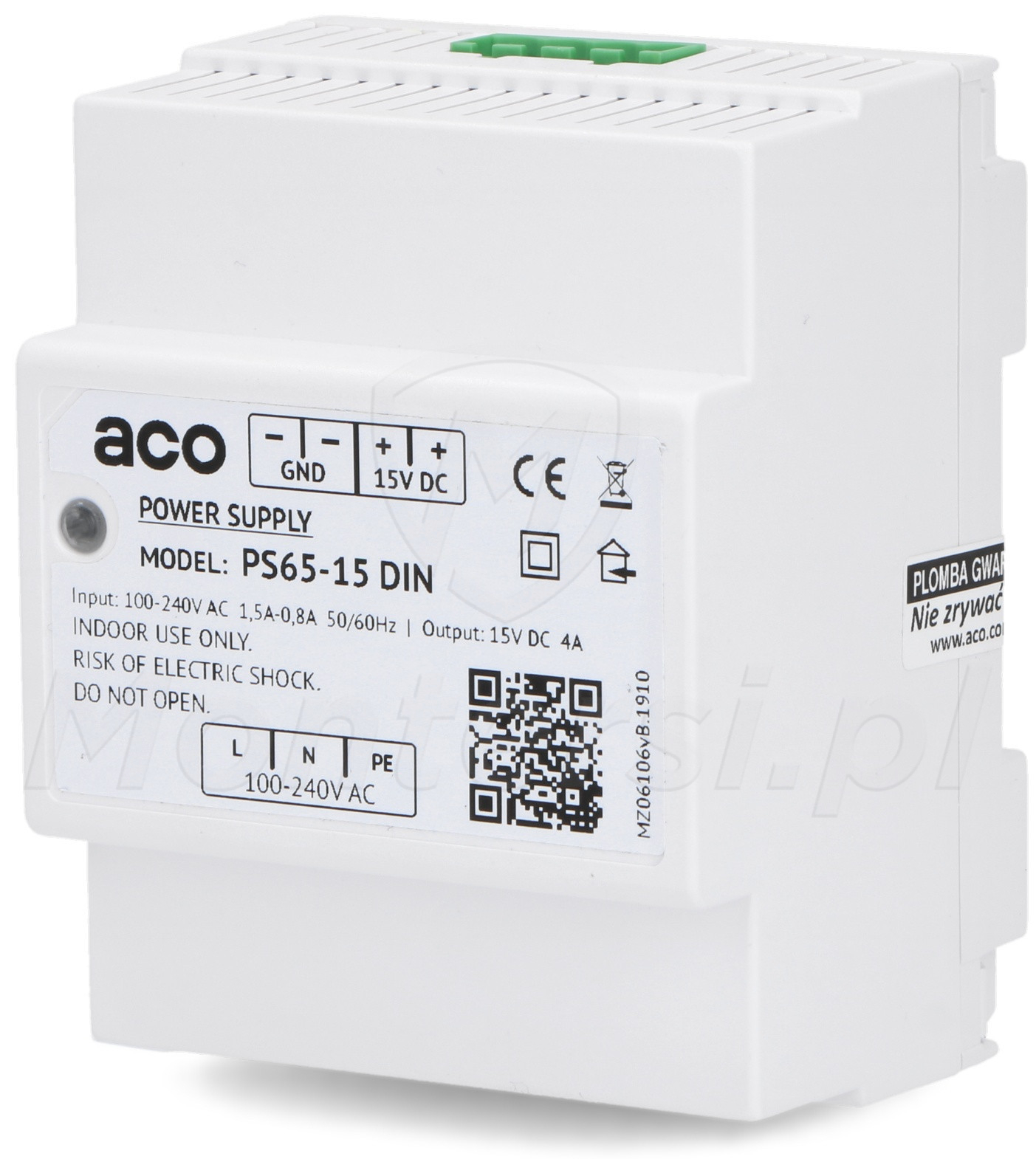 PS65-15 DIN - Zasilacz na szynę DIN 15V DC 4A