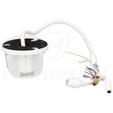 Tył kamery i złącza kamery (rj45, zasilanie, audio in, audio out,alarm)