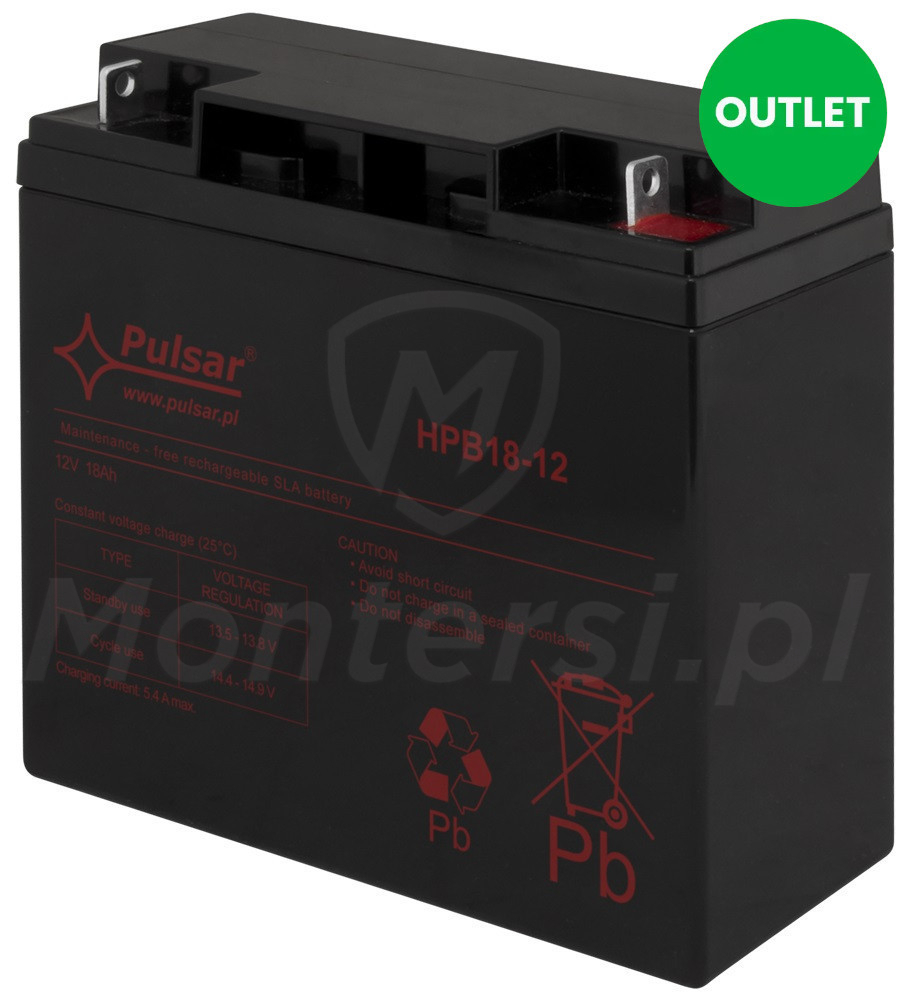 18 Ah / 12 V  - Akumulator HPB18 OUTLET ( Przetarta obudowa )