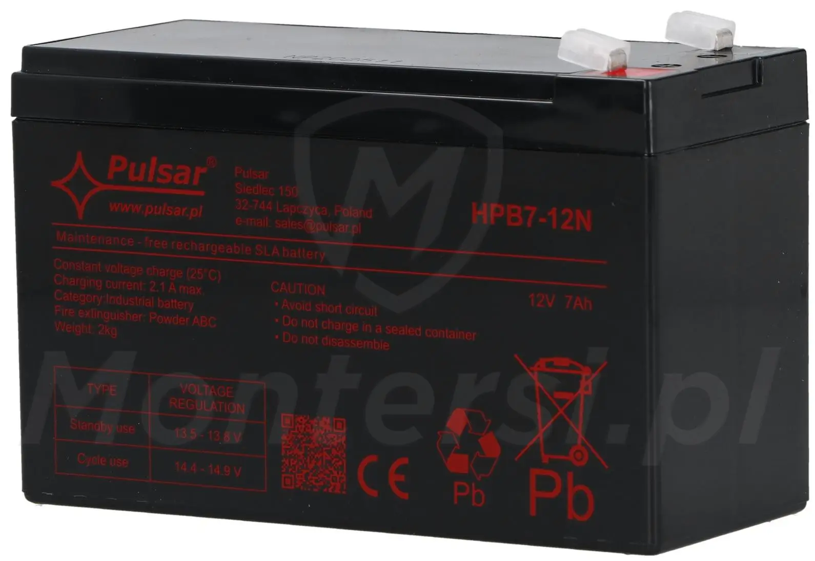7 Ah / 12 V - Akumulator bezobsługowy HPB7-12N