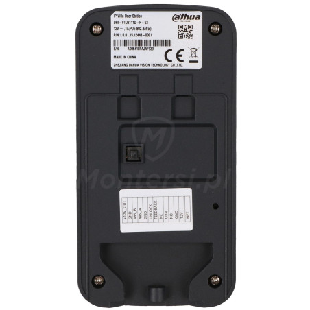 VTO2111D-P-S3 - tył panelu bramowego IP