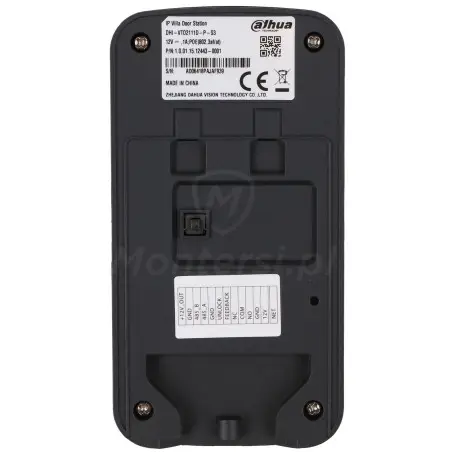 VTO2111D-P-S3 - tył panelu bramowego IP