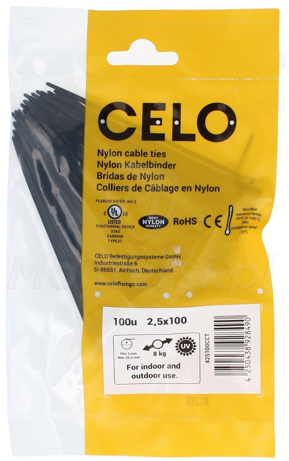 Opaska kablowa czarna 2,5 x 100 mm - 100szt