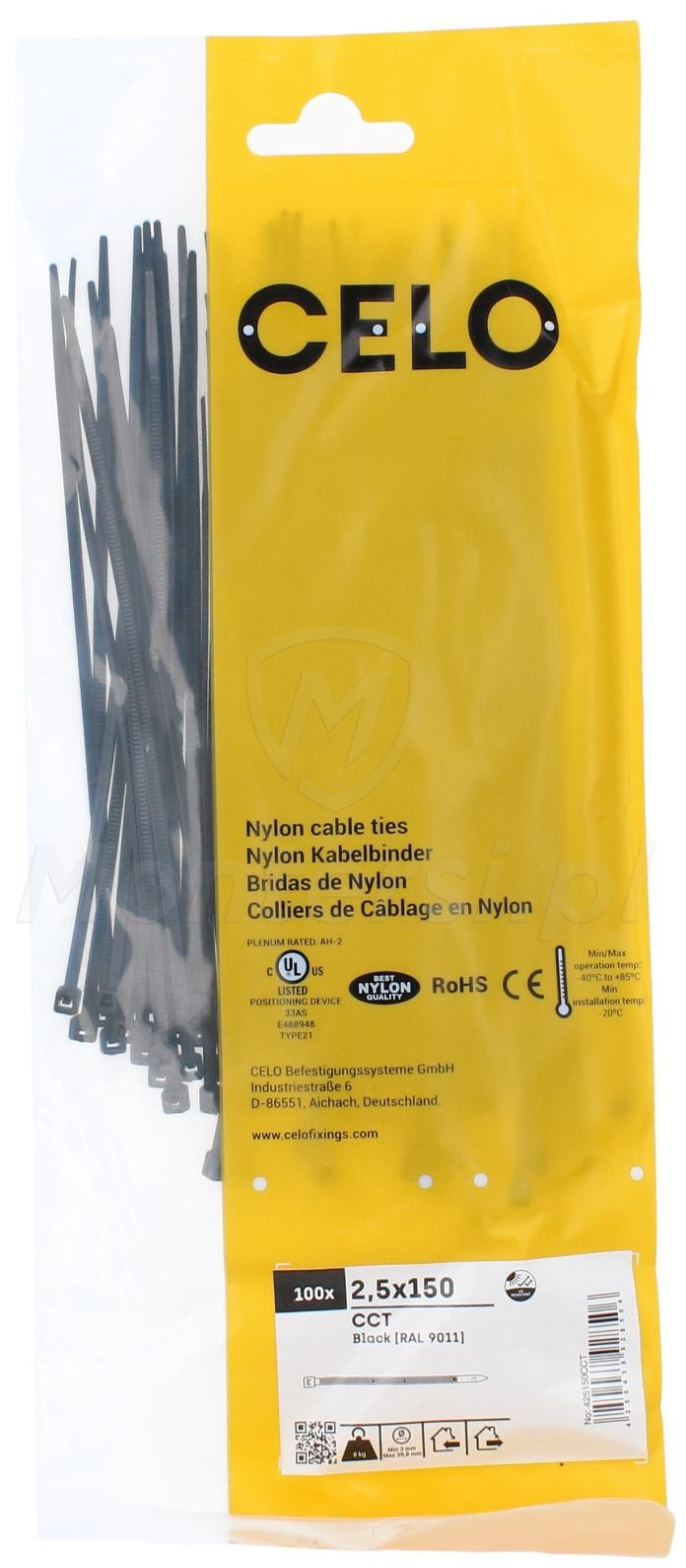 Opaska kablowa czarna 2,5 x 150 mm - 100szt