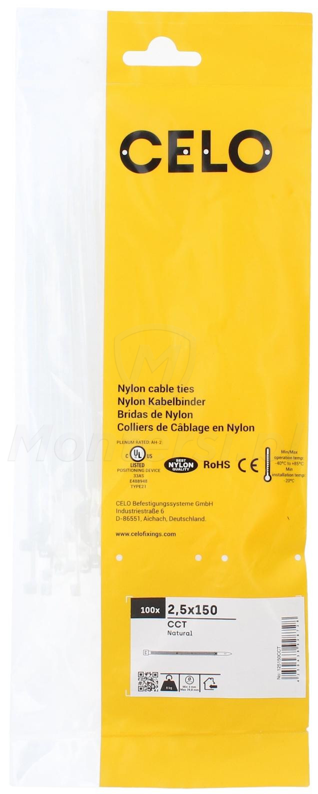 Opaska kablowa biała 2,5 x 150 mm - 100szt