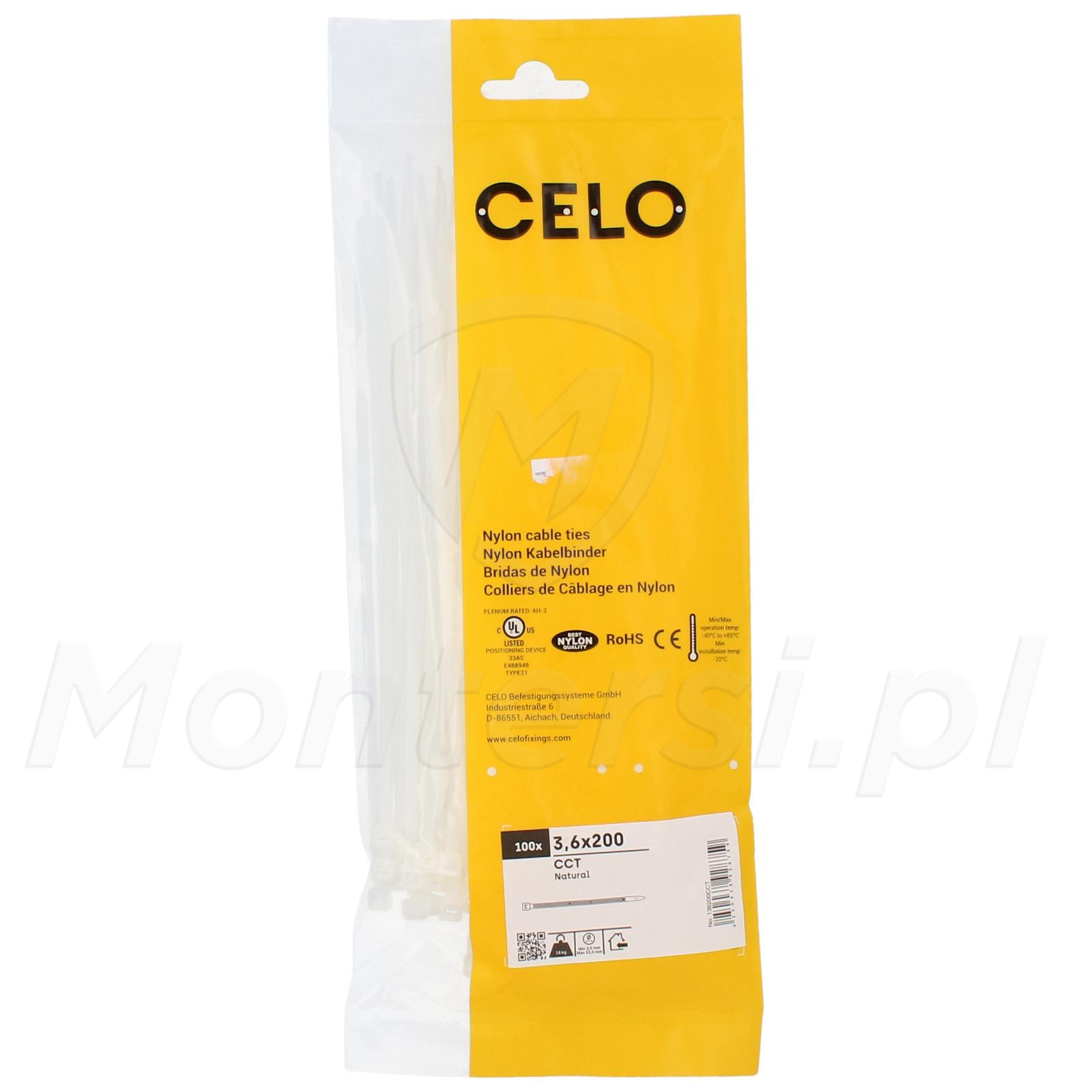 Opaska kablowa biała 3,6 x 200 mm - 100szt