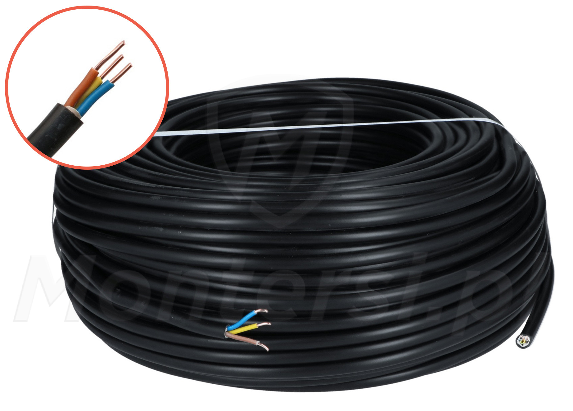 YKY 3x2.5mm² - Zewnętrzny kabel zasilający (100 m)
