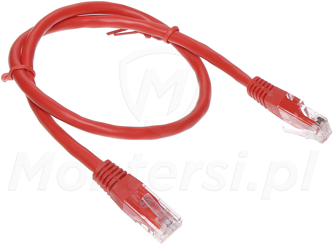 Patchcord U/UTP kat.5e, długość 0.5m - czerwony