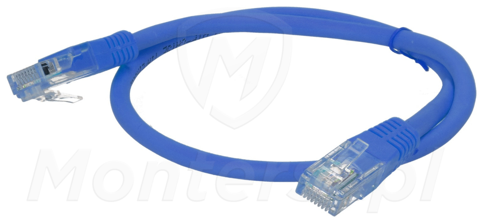 Patchcord U/UTP kat.5e, długość 0.5m - niebieski