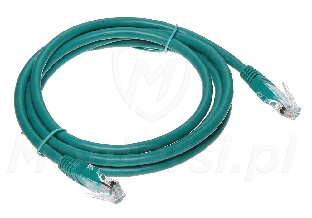 Patchcord U/UTP kat.5e, długość 2m - zielony