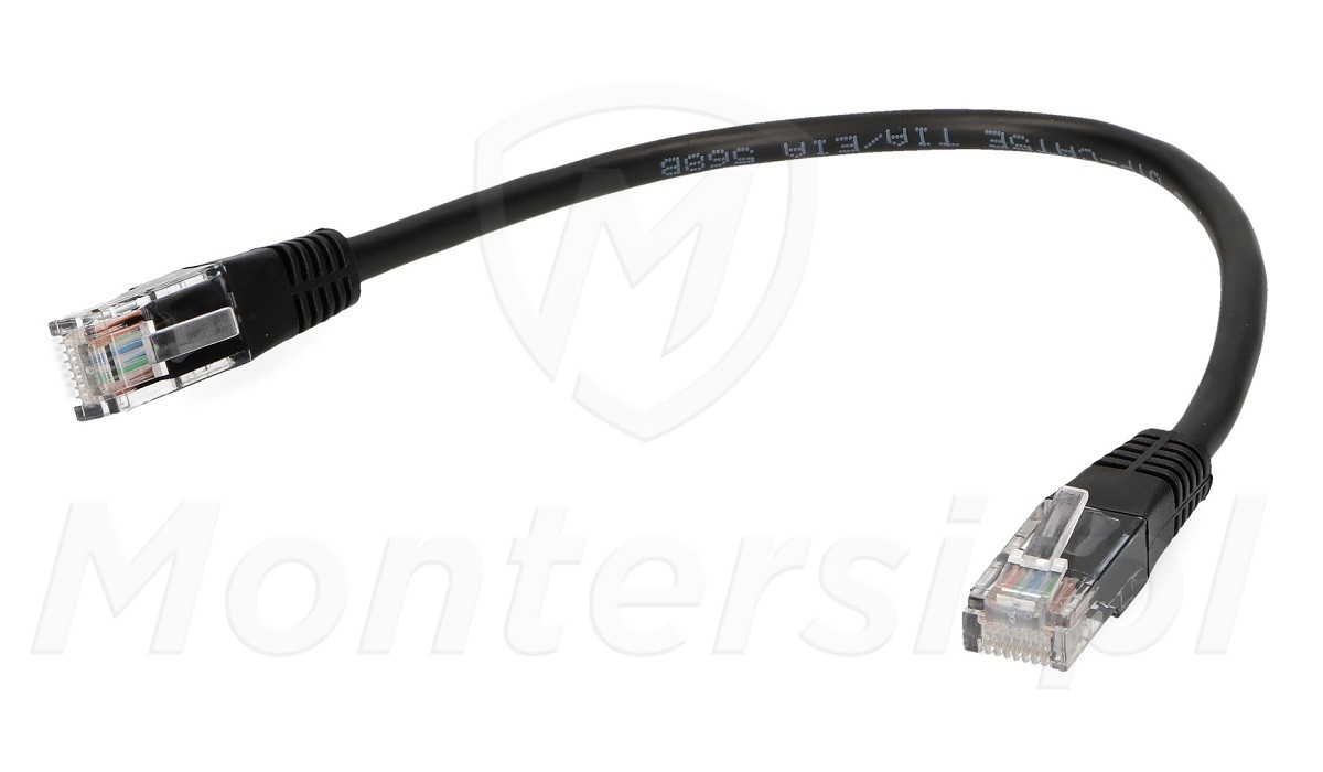 Patchcord U/UTP kat.5e, długość 0.25m - czarny