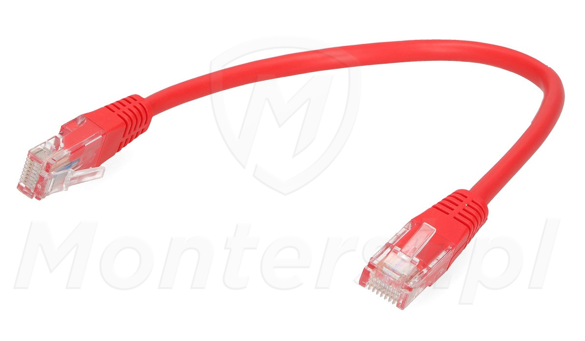 Czerwony patchcord UTP 5e dł. 0.25m