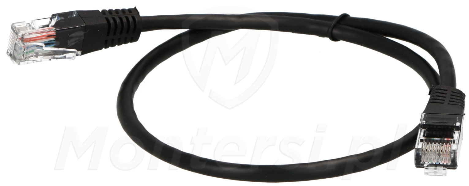 Patchcord U/UTP kat.5e, długość 0.5m - czarny