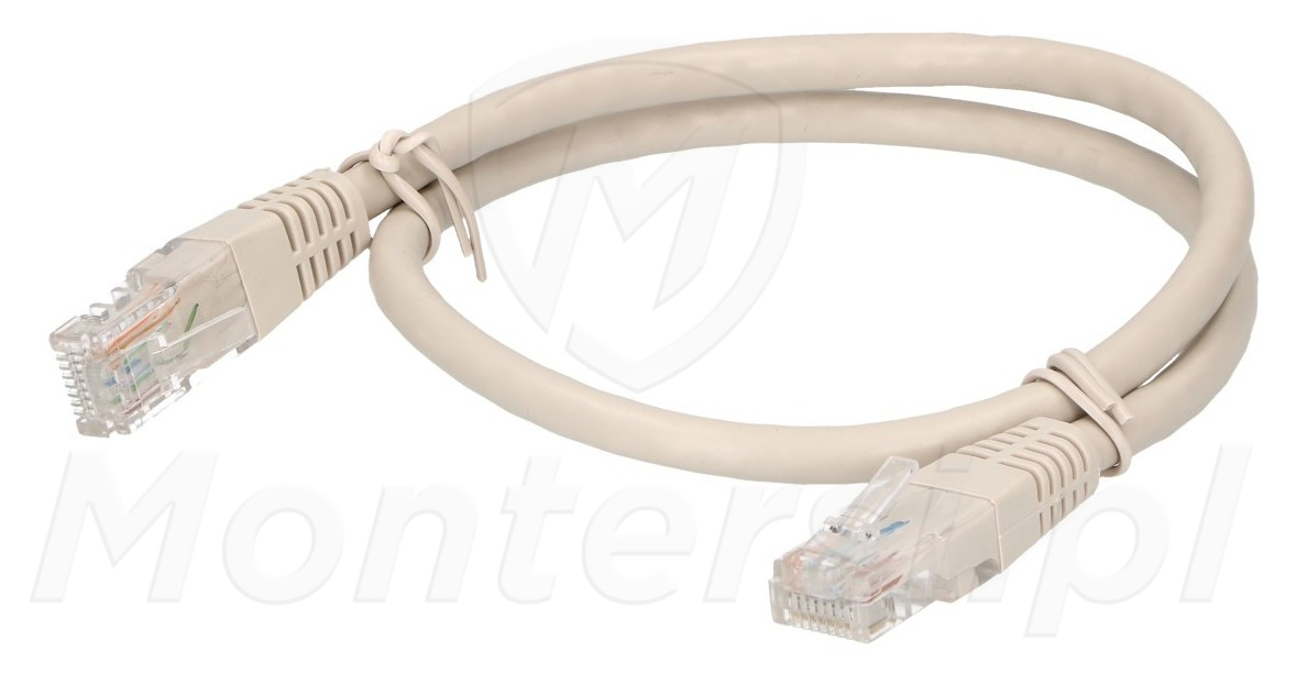 Patchcord U/UTP kat.6, długość 0.5m - szary