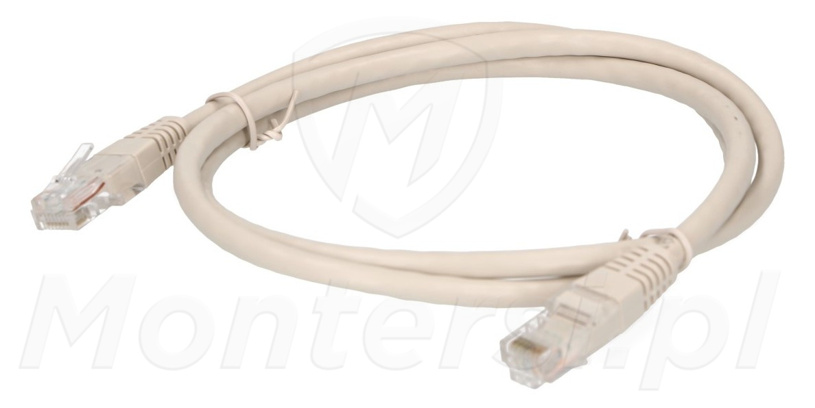 Patchcord U/UTP kat.6, długość 1m - szary
