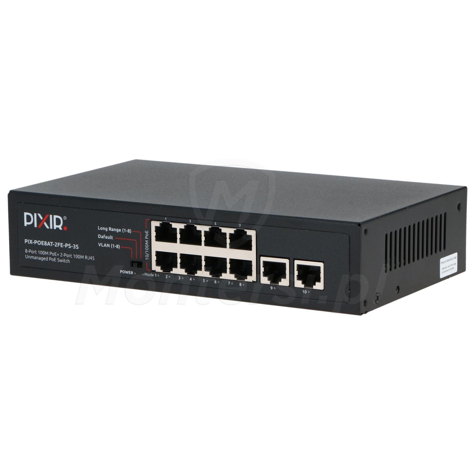 PIX-POE8AT-2FE-PS-3S - przód switcha PoE