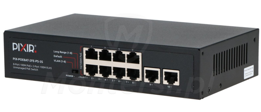 PIX-POE8AT-2FE-PS-3S - przód switcha PoE