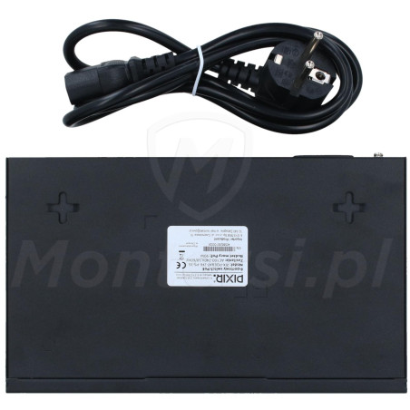 PIX-POE8AT-2FE-PS-3S - dół switcha PoE + kabel