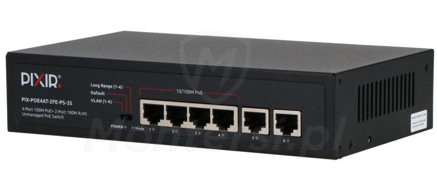 PIX-POE4AT-2FE-PS-3S - przód switcha PoE