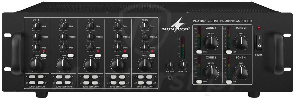 PA-12040 - Matrycowy wzmacniacz 4-strefowy (120 W x 4), 100 V, 70 V, 25 V,  4/8 Ohm, RACK 19"