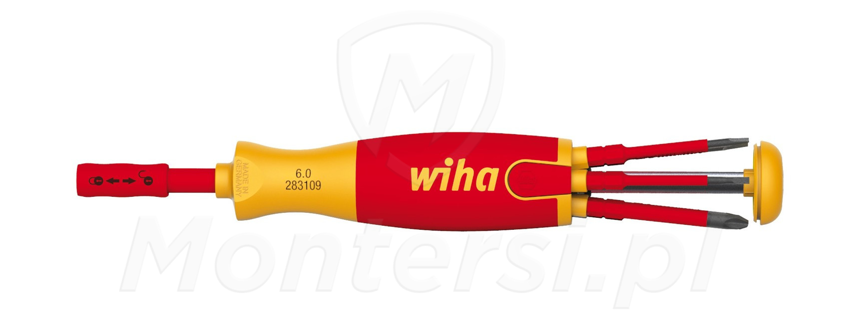 WIHA 38610 - Wkrętak z magazynkiem bitów LiftUp electric. 6 bitów slimBits w zestawie