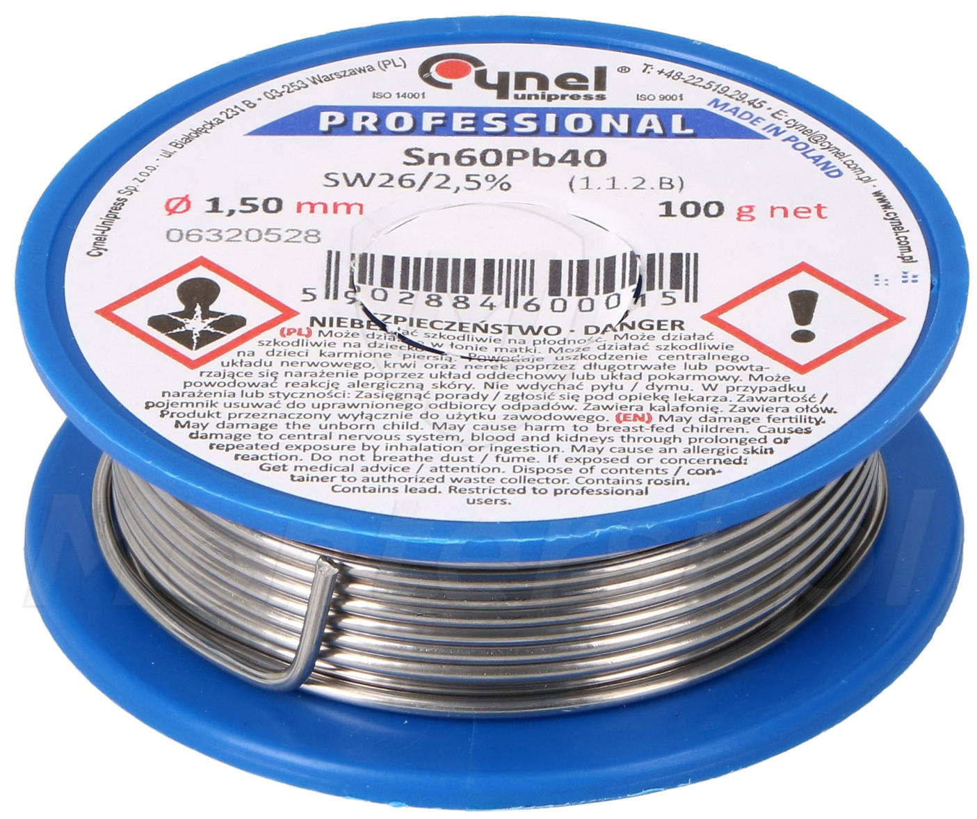 Cyna - z topnikiem 1.5mm, szpulka 100g