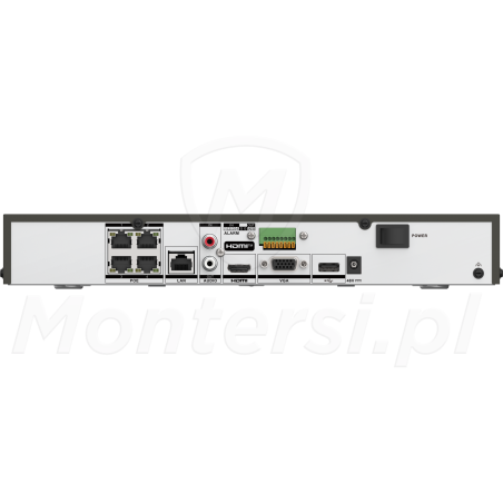DS-7604NXI-K1/4P/VPro - tył rejestratora + porty