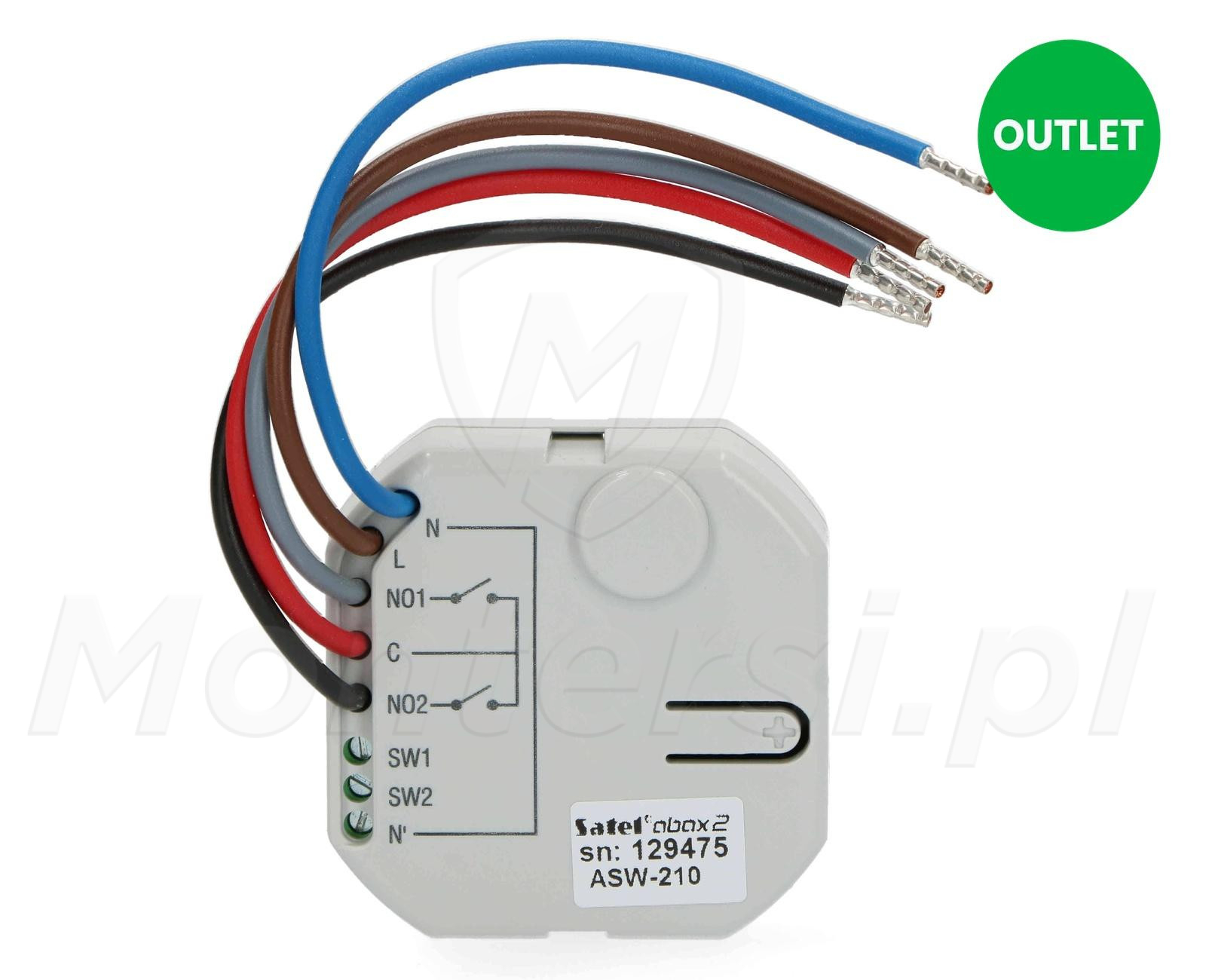 Smart 2-CH Relay (ASW-210) - Moduł sterownika 230 V AC, BE WAVE, ABAX 2 OUTLET ( poserwisowy )