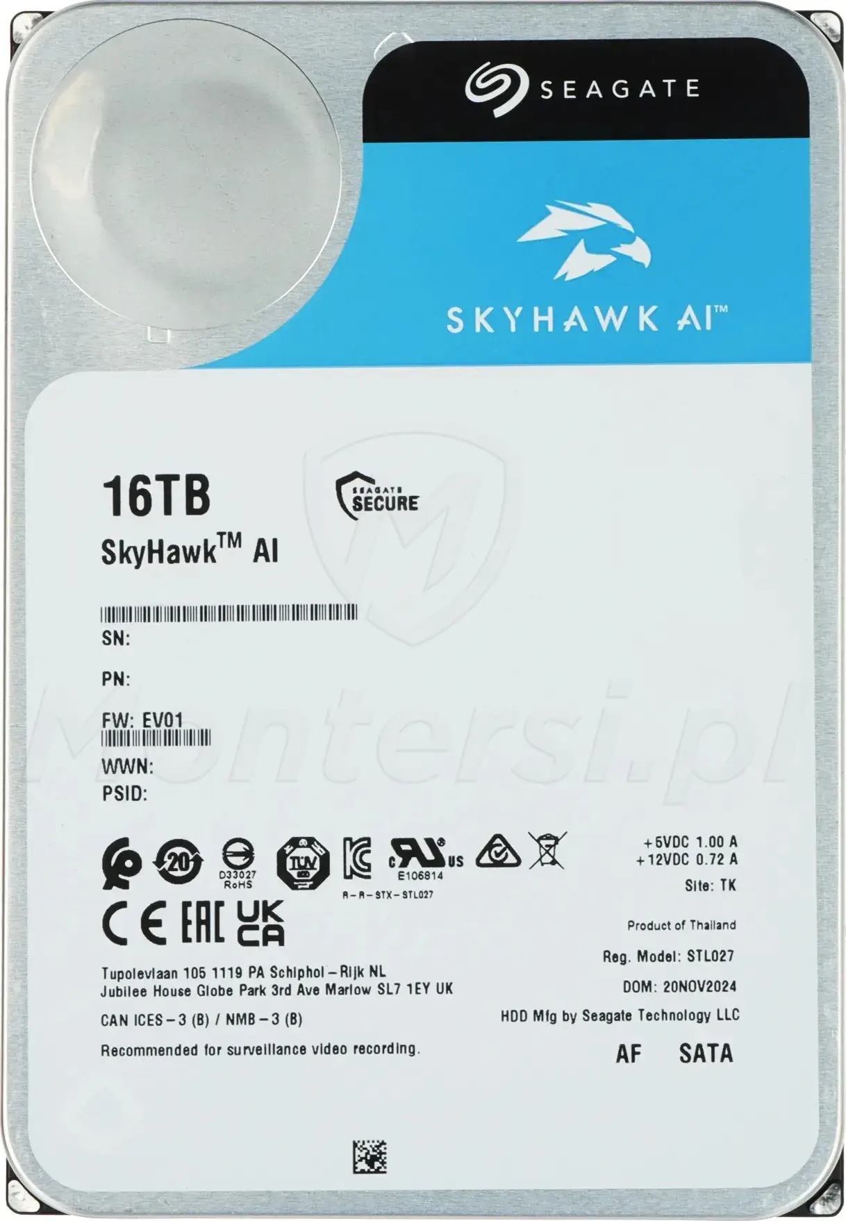 ST16000VE005 - Dysk twardy 16 TB do rejestratora