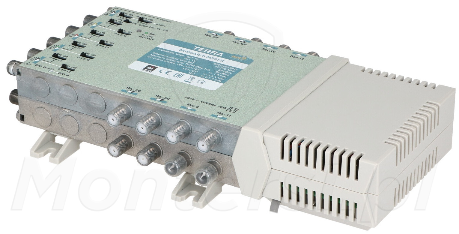 MR-912L - Multiswitch klasy A, 9 wejść, 12 wyjścia z aktywnym tunerem naziemnym