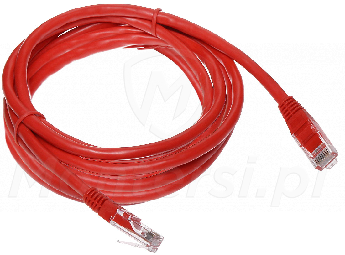 Patchcord U/UTP kat.5e, długość 10m - czerwony