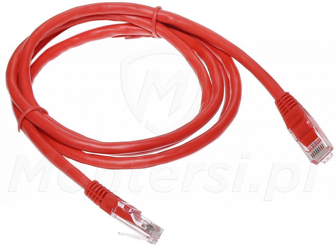 Patchcord U/UTP kat.5e, długość 1m - czerwony