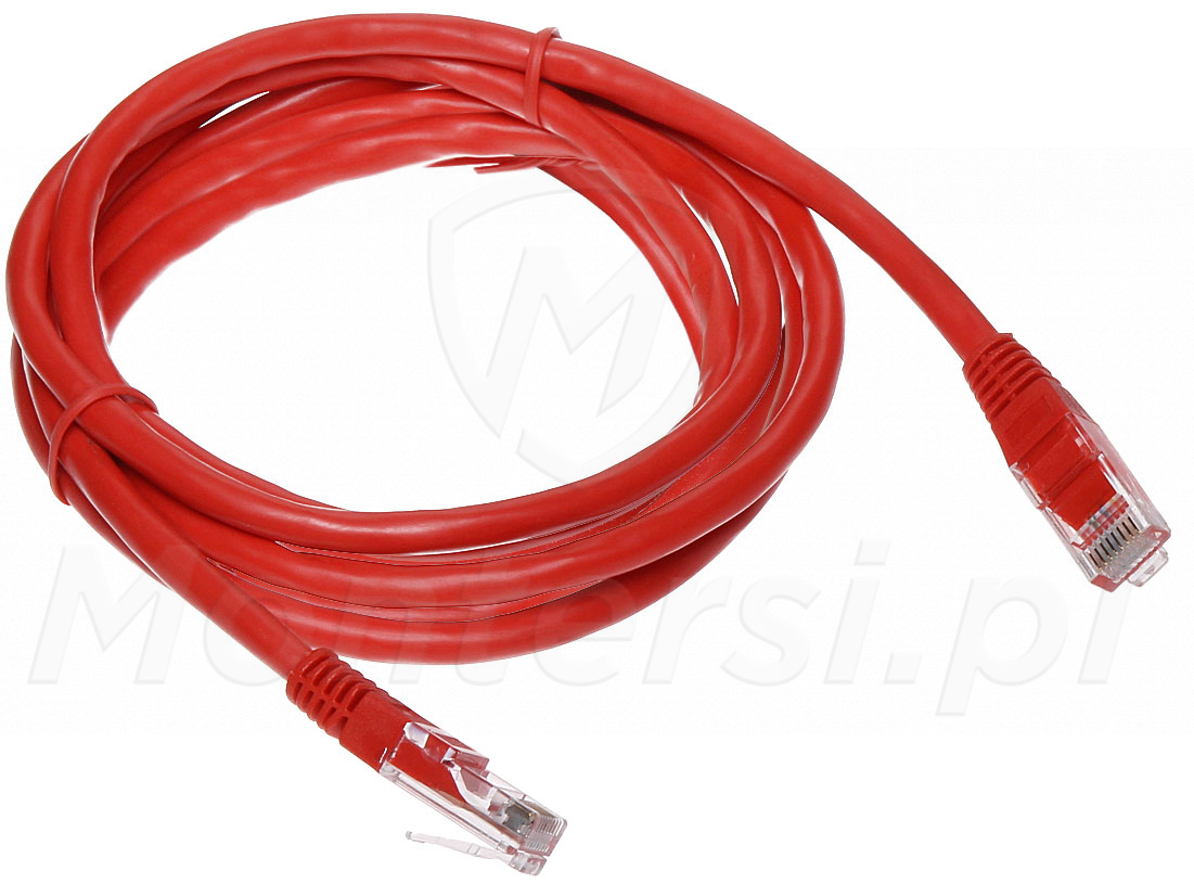 Patchcord U/UTP kat.5e, długość 2m - czerwony