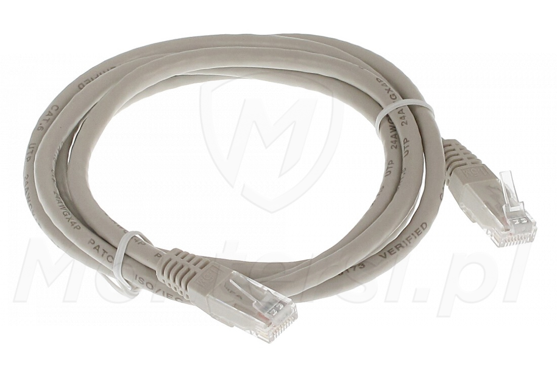 Patchcord U/UTP kat.5e, długość 2m - szary Patchcord U/UTP kat.5e, długość 2m - szary