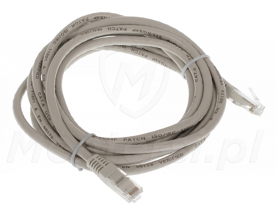 Patchcord U/UTP kat.5e, długość 3m - szary