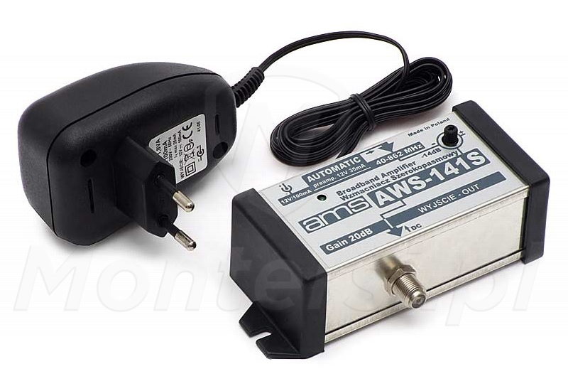 AWS-141S - Wewnętrzny wzmacniacz antenowy 20dB AWS-141S - Wewnętrzny wzmacniacz antenowy 20dB